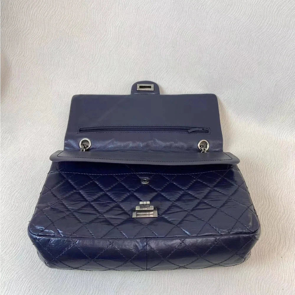 SOLD - CHANEL Dark Blue Crumpled Calfskin Reissue 2.55 226 - Picture 13 of 15